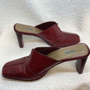 Nicole Brakes Red Mule Slip-on Heels, Size 8.5 M